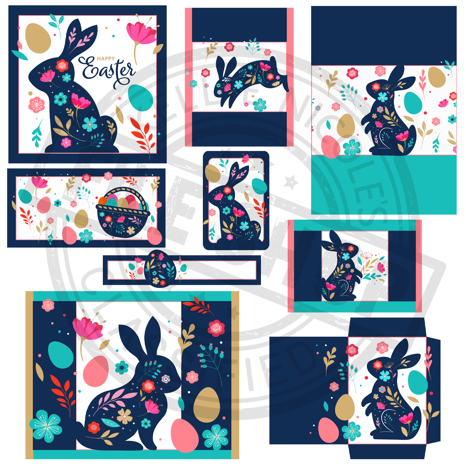 Flower Bunny Easter Treat Box Templates