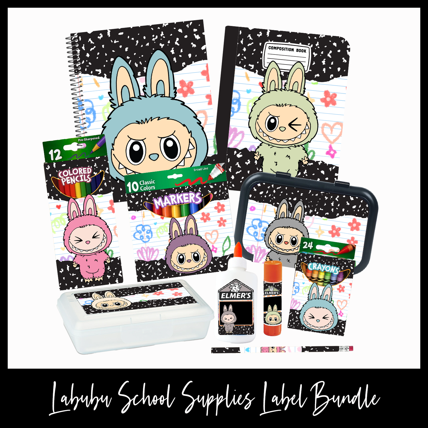 Labubu School Supplies Label Bundle