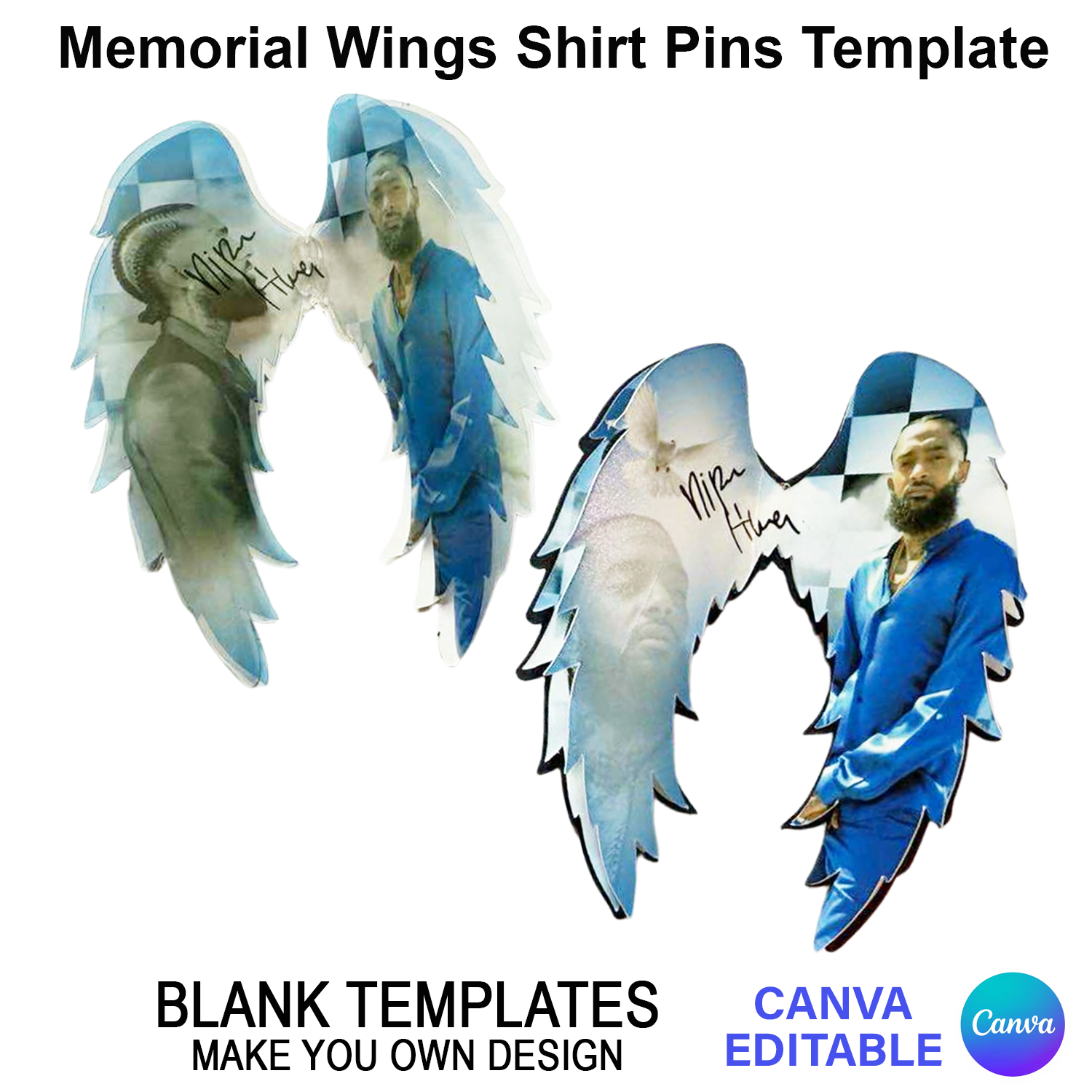 Memorial Wings Shirt Pin Template