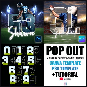 Pop Out Design Templates (Numbers 0–9) | Canva & Photoshop Editable Files
