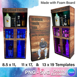 Liquor Cabinet DIY, Father's Day Template, Foam Board Custom Gift