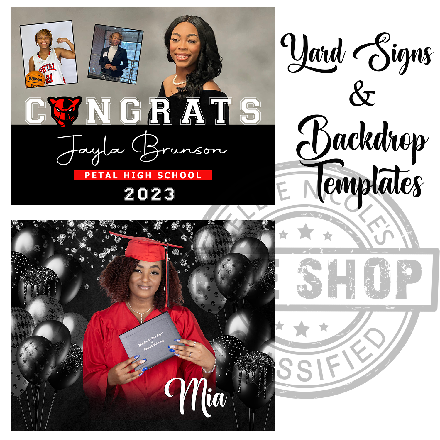 Grad Sign Templates Grad Yard Sign & Backdrop Templates – Kellie Nicole's File Shop